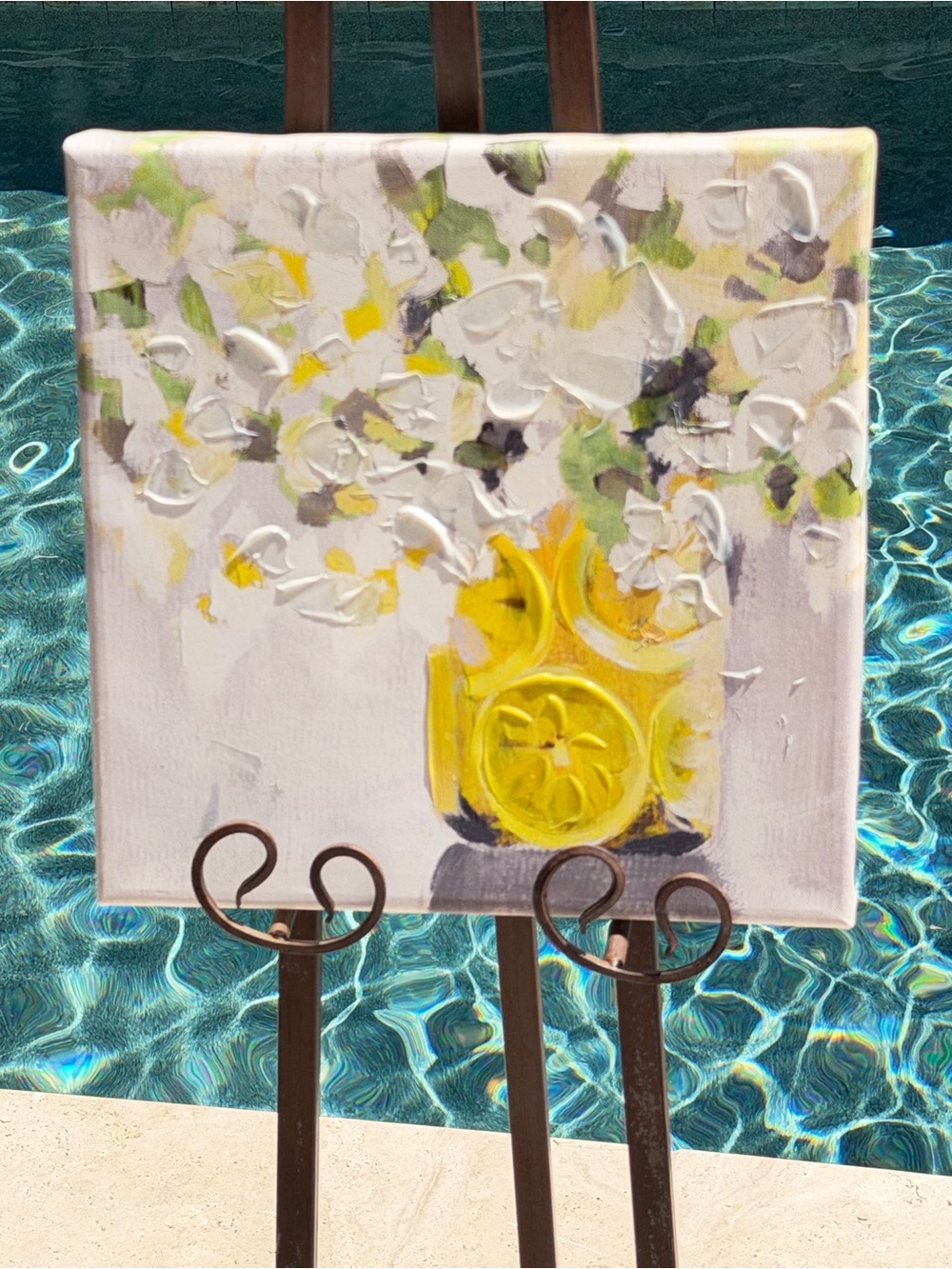 Hand-Painted Yellow Floral Canvas Art - Home Accents